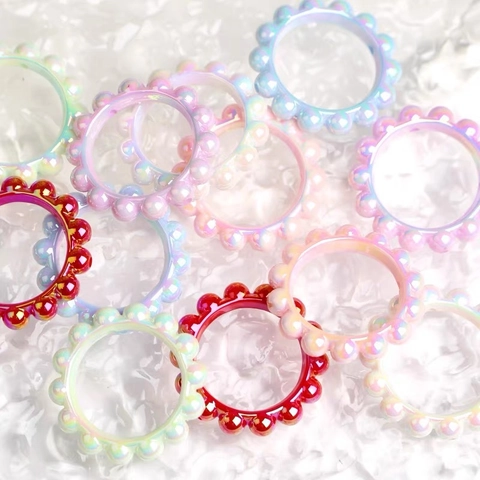 Acrylic Bubble Ring Beads Electroplated UV Scratch Resistant Bitter Gourd Lace Round Loose Beads DIY Jewelry Accessories