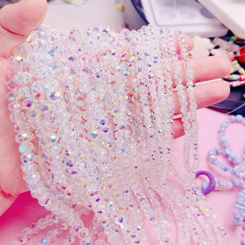 High Quality AB Color Glass Crystal Rondelle Beads Faceted Wheel Beads DIY Material For Jewelry Phone Chain Keychain