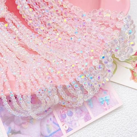 High Quality AB Color Glass Crystal Rondelle Beads Faceted Wheel Beads DIY Material For Jewelry Phone Chain Keychain