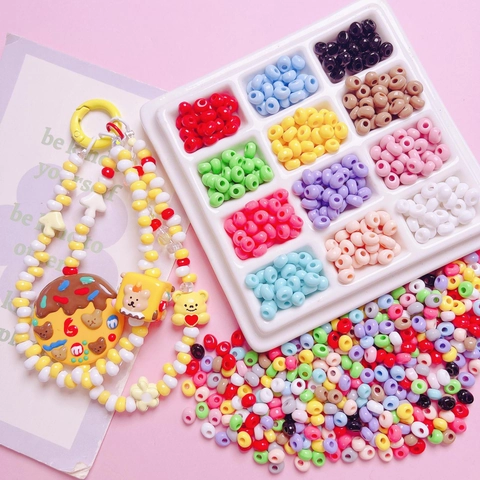 Glass Seed Beads Round Acrylic Spacer Beads Colorful DIY Jewelry Making Kits For Bracelet Necklace Phone Chain