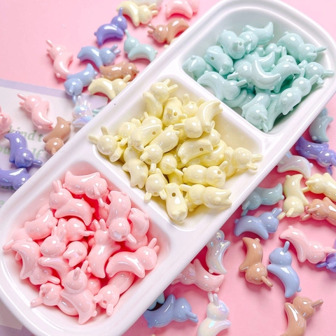 Perline in Acrilico a Forma di Coniglio per Creazione Gioielli Fai da Te Colorate Macaron Materiali Artigianali