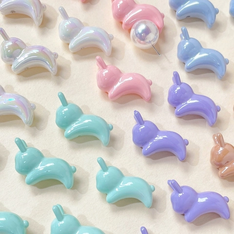 Perline in Acrilico a Forma di Coniglio per Creazione Gioielli Fai da Te Colorate Macaron Materiali Artigianali
