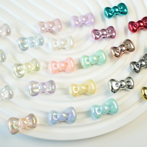 Acryl Iriskaderend Strik Kralen Macaron Kleur UV-plating Vlinderdas Losse Kralen Voor DIY Telefoonketting Armband Sieraden Accessoires