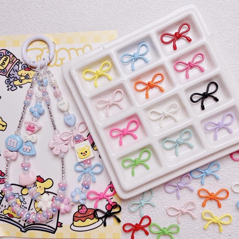 Legering Strik Kralen Gekleurde Gespoten Strik Charms Voor DIY Sieraden Maken Telefoonketting Sleutelhanger Accessoire