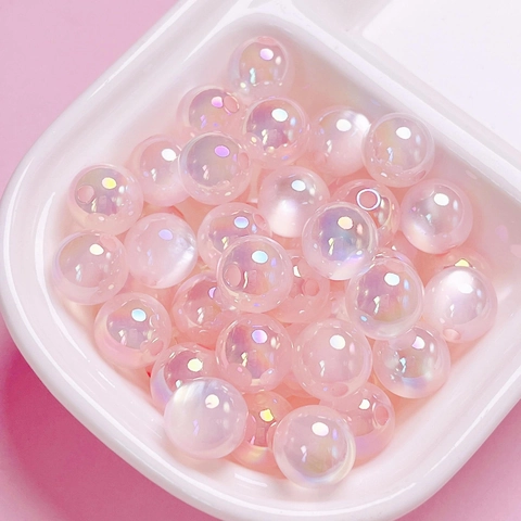 Acrylic Iridescent Aurora Round Beads For DIY Jewelry Making Iridescent Macaron Colors Round Loose Beads Accessory