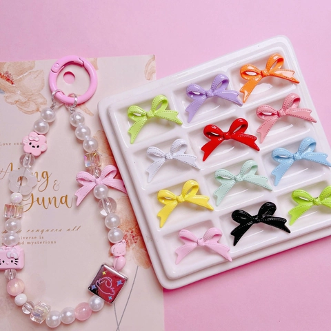 Geverfde Legering Lint Strik Kralen Voor DIY Sieraden Maken Kleurrijke Strik Kralen Voor Telefoonketting Sleutelhanger Accessoires