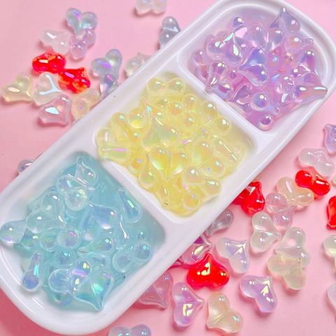 Acryl Hart Kralen Kleurrijke UV Coating Jelly Aurora Losse Kralen Voor DIY Telefoonketting Sleutelhanger Sieraden Maken