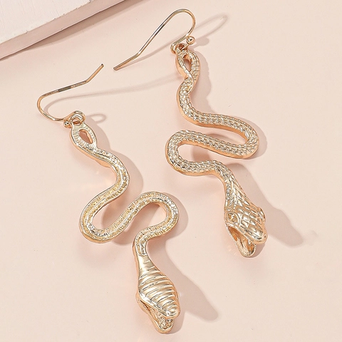 Exaggerated Punk Snake Scale Dangle Earrings For Women Alloy Black Gold Snake Shaped Drop Earrings Gothic Statement Jewelry