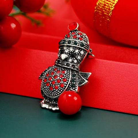 Spille a Forma di Pinguino Ragazza di Natale in Lega Vintage Con Strass e Perla Artificiale Gioielli Natalizi Regalo Donna