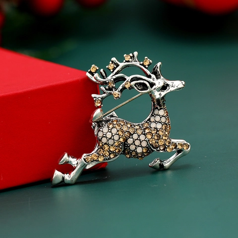 Spilla a Forma di Renna in Lega Vintage Spilla di Cervo di Natale per Donna Uomo Gioielli di Moda Regalo Distintivo per Feste