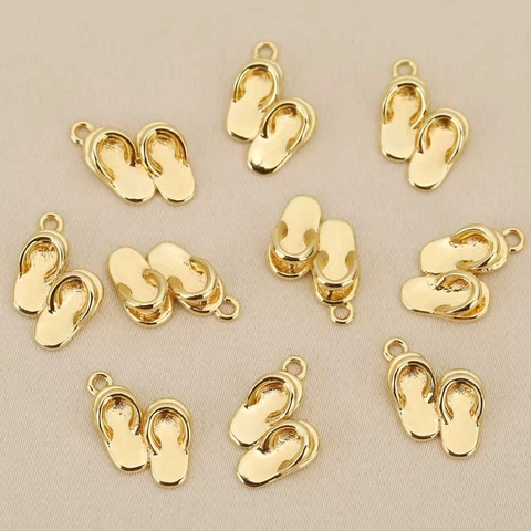 Copper Flip-Flop Charms Gold Silver Plated Slipper Pendants For DIY Handmade Necklace Bracelet Earrings Making Jewelry Accessories