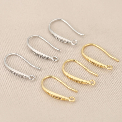 Ganchos para Pendientes de Cobre Chapados en Oro de 18K con Strass Alambre de Oreja Francés para DIY Joyería Mujer