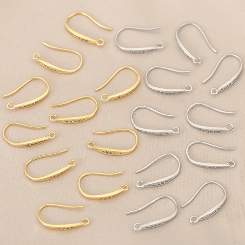 Ganchos para Pendientes de Cobre Chapados en Oro de 18K con Strass Alambre de Oreja Francés para DIY Joyería Mujer
