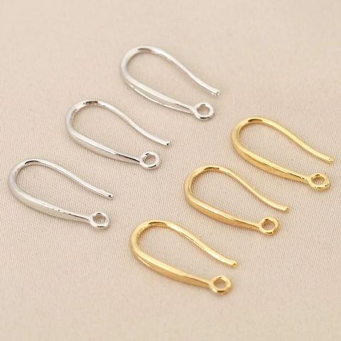 Ganchos para Pendientes Planos de Cobre Chapados en Oro 18K Simples Cables de Oreja en U para Creación Joyería DIY Accesorios