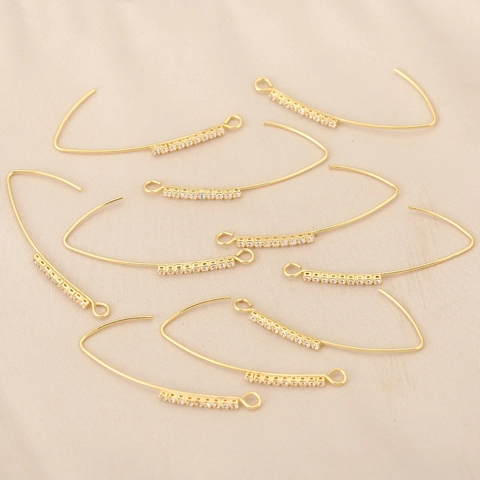 Fili per Ganci per Orecchini Placcati in Oro 18K Rame Con File di Diamanti in Zirconia Accessori per Gioielli Fai-Da-Te