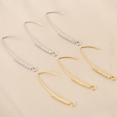 Fili per Ganci per Orecchini Placcati in Oro 18K Rame Con File di Diamanti in Zirconia Accessori per Gioielli Fai-Da-Te