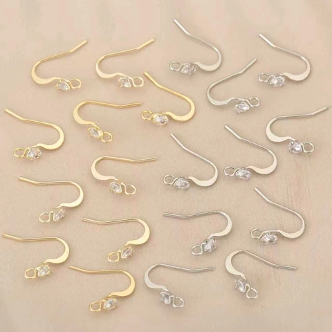 Koperen Strass DIY Oorhaken Geometrische Platte Oordraden Goud Zilver Vergulde Sieraden Maken Benodigdheden