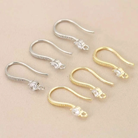 Ganchos para Pendientes de Cobre Bañados en Oro de 18K con Strass Incrustado DIY Fornituras de Joyería Geométricos