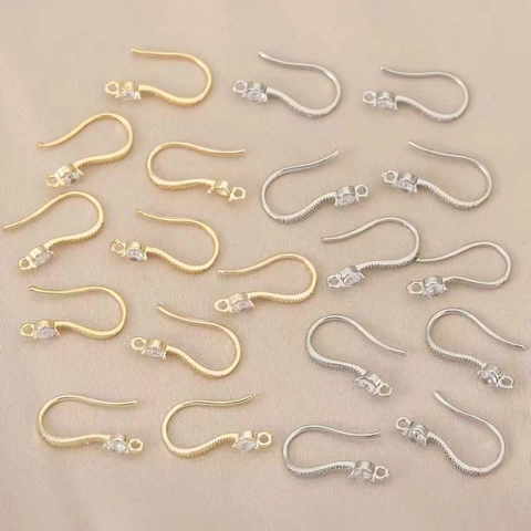 Ganchos para Pendientes de Cobre Bañados en Oro de 18K con Strass Incrustado DIY Fornituras de Joyería Geométricos