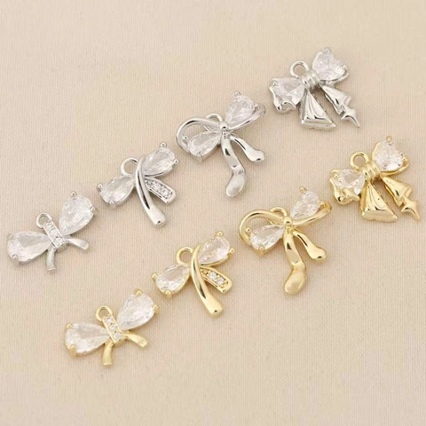 Colgante de Lazo de Latón Chapado en Oro Mariposa de Strass para DIY Collar Pulsera Creación de Joyas Dulce Lindo Artesanal