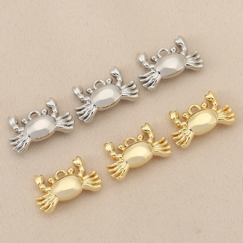 Ciondolo Fai Da Te in Rame Massiccio Placcato Oro 18K Granchio Oceanico per Collana Bracciale Accessori Creazione Gioielli