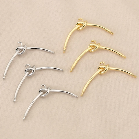 Pendentif Connecteur de Nœud en Cuivre Plaqué Or 18K Tube Incurvé Minimaliste Fournitures de Bijoux DIY Collier Bracelet Boucle Oreille