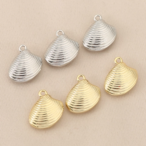Pendentifs Coquillage en Cuivre pour Fabrication Bijoux DIY Charms de Coquille Saint-Jacques Série Marine Plaqué Or Argent