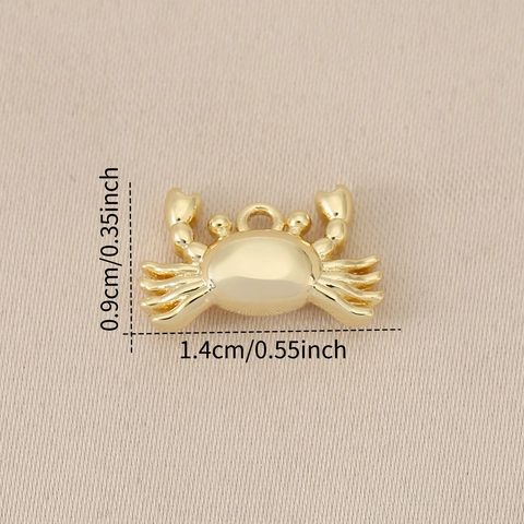 Ciondolo Fai Da Te in Rame Massiccio Placcato Oro 18K Granchio Oceanico per Collana Bracciale Accessori Creazione Gioielli