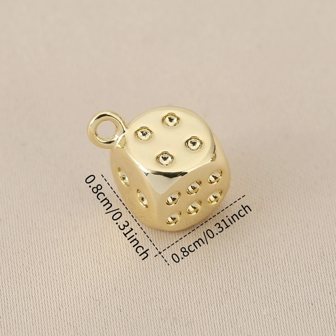 Minimalist Copper Dice Shape Pendant 18K Gold Silver Plated 3D Cube Geometric Charm For DIY Necklace Jewelry Making Material