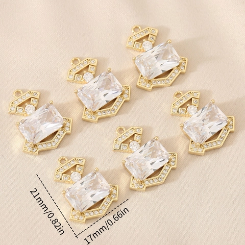 Vintage Baroque Rectangular Rhinestone Perfume Bottle Shaped Pendant DIY Jewelry Accessories For Necklace Making Handcrafted Women Charms