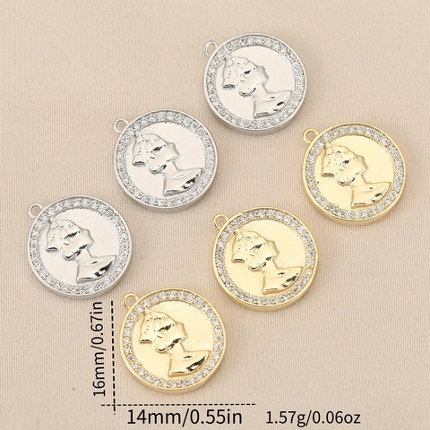 Vintage Kupfer Porträt Münze Anhänger Ohne Kette 18K Vergoldet Relief Medaille Für DIY Halskette Schmuckherstellung Zubehör