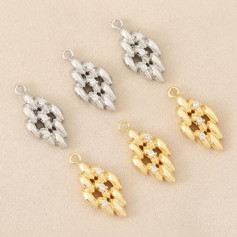 Vintage Copper Zirconia Inlaid Geometric Cluster Pendant For DIY Jewelry Making Necklace Earrings Jewelry Accessory