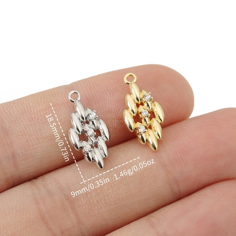 Vintage Copper Zirconia Inlaid Geometric Cluster Pendant For DIY Jewelry Making Necklace Earrings Jewelry Accessory