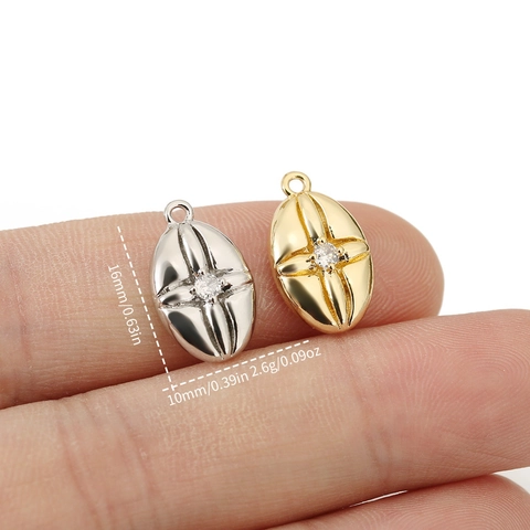Oval Vintage Copper 18K Gold Plated Rhinestone Pendant Cross Star Starburst Charms For DIY Necklace Jewelry Making For Women