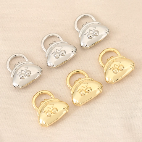Copper Cherry Pattern Mini Handbag Shape Pendant Only Without Chain 18K Gold Silver Plated 3D DIY Jewelry Making Accessory