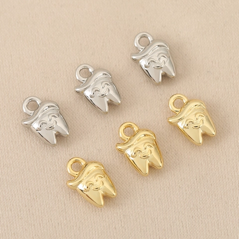 Ciondolo a Forma di Dente Cartone Animato Solo Senza Catena Oro Argento Placcato Rame Fai da Te Accessorio Gioielli