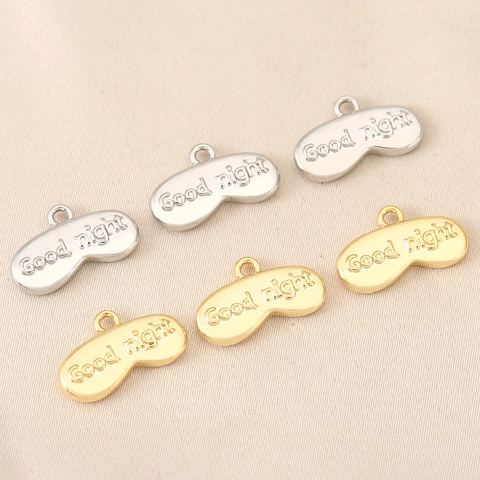Minimalist Copper Sleep Mask Pendant Good Night Lettering Gold Silver Plated DIY Jewelry Accessory Pendant Only Without Chain