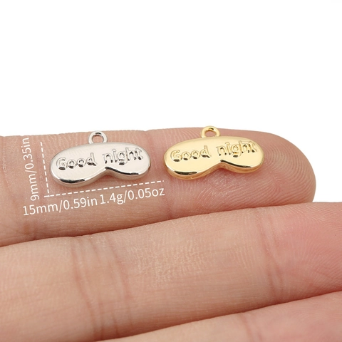 Minimalist Copper Sleep Mask Pendant Good Night Lettering Gold Silver Plated DIY Jewelry Accessory Pendant Only Without Chain
