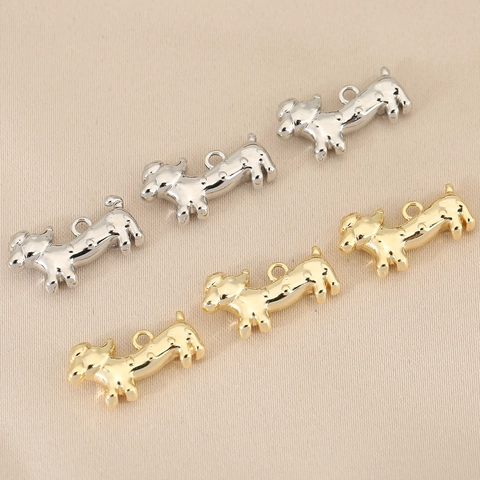 Pendentif Chien Teckel en Cuivre Plaqué Or 18K pour Fabrication de Bijoux DIY Charmes Animaux pour Collier Bracelet