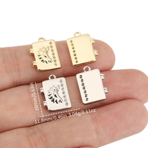 DIY Boekvormige Koperen Hangers Met 18K Goud Zilveren Plating Strass Zonnebloem Patroon Sieraden Maken Charms Voor Vrouwen
