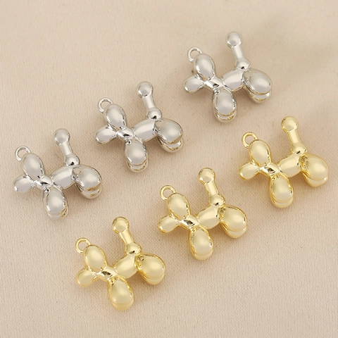 Copper Balloon Dog Pendant Only (Without Chain) For DIY Jewelry Making Electroplated Gold Silver Animal Style Small Charm