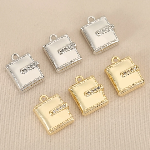 Book Shaped Copper Pendant With 18K Gold Plating And Rhinestone Accents For DIY Necklace Bracelet Making Findings Women Jewelry