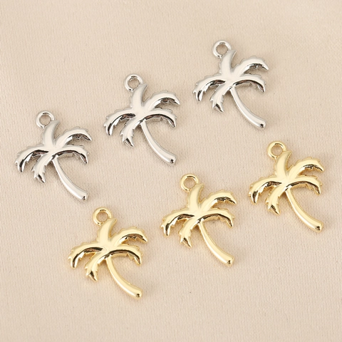 Copper Coconut Palm Tree Pendant 18K Gold Silver Plated Tropical Charm For DIY Jewelry Making Accessories Mini Pendant