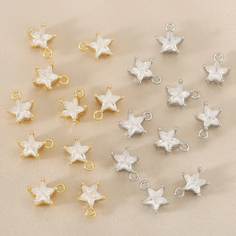 Kupfer Stern Anhänger Mit Zirkonia 18K Vergoldet Für DIY Halskette Armband Schmuckherstellung Kleiner Stern Sternanhänger