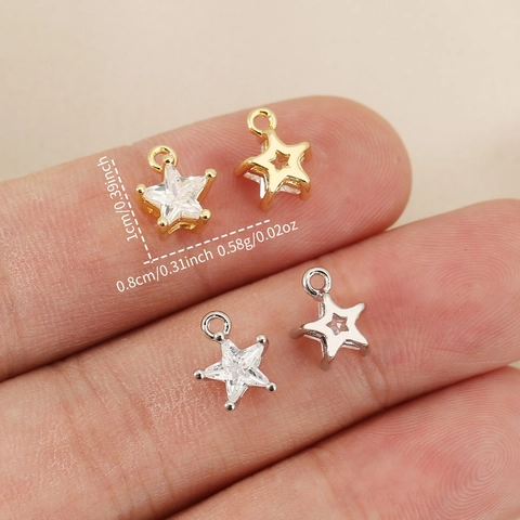Kupfer Stern Anhänger Mit Zirkonia 18K Vergoldet Für DIY Halskette Armband Schmuckherstellung Kleiner Stern Sternanhänger