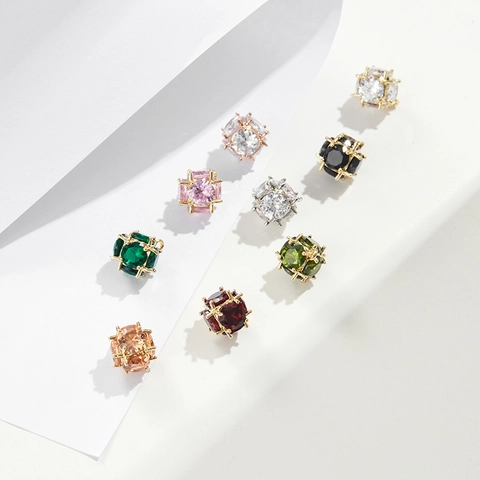 DIY Copper Geometric Ball Rhinestone Pendant Earring Accessory Multi Color Faceted Crystal Inlaid Jewelry Making Findings For Women