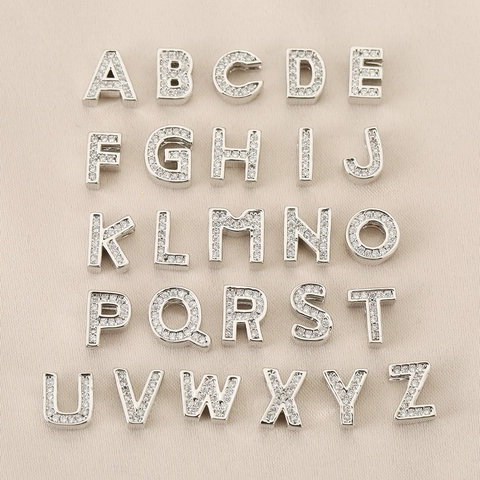 Luxury Copper 18K Gold Plated Alphabet Letter Charms Zirconia Inlaid Initial Pendants For DIY Bracelet Necklace Jewelry Making
