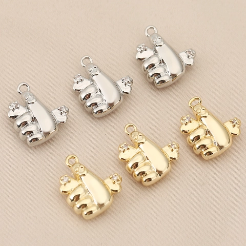 Brass Thumbs Up Gesture Pendant With Zirconia 18K Gold Plated DIY Jewelry Accessory For Necklace Bracelet Women Men Pendant