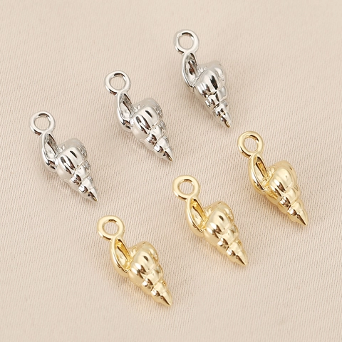 Pendentifs de Coquillage Marin en Cuivre Plaqué Or 14K Avec Zirconia Pour Fabrication de Bijoux Collier Bracelet DIY