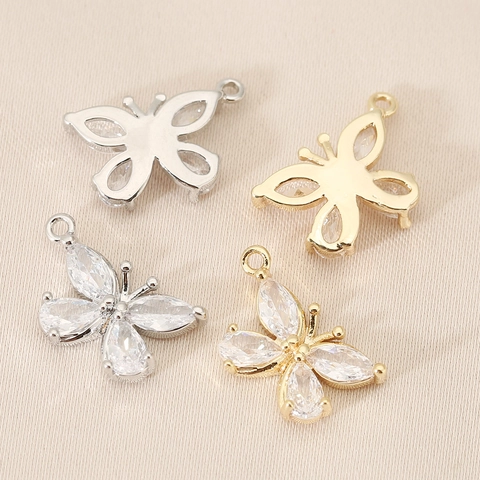 Copper Butterfly Pendant With Zirconia 18K Gold Plated Inlaid Charm DIY Jewelry Making Findings For Necklace Bracelet Making